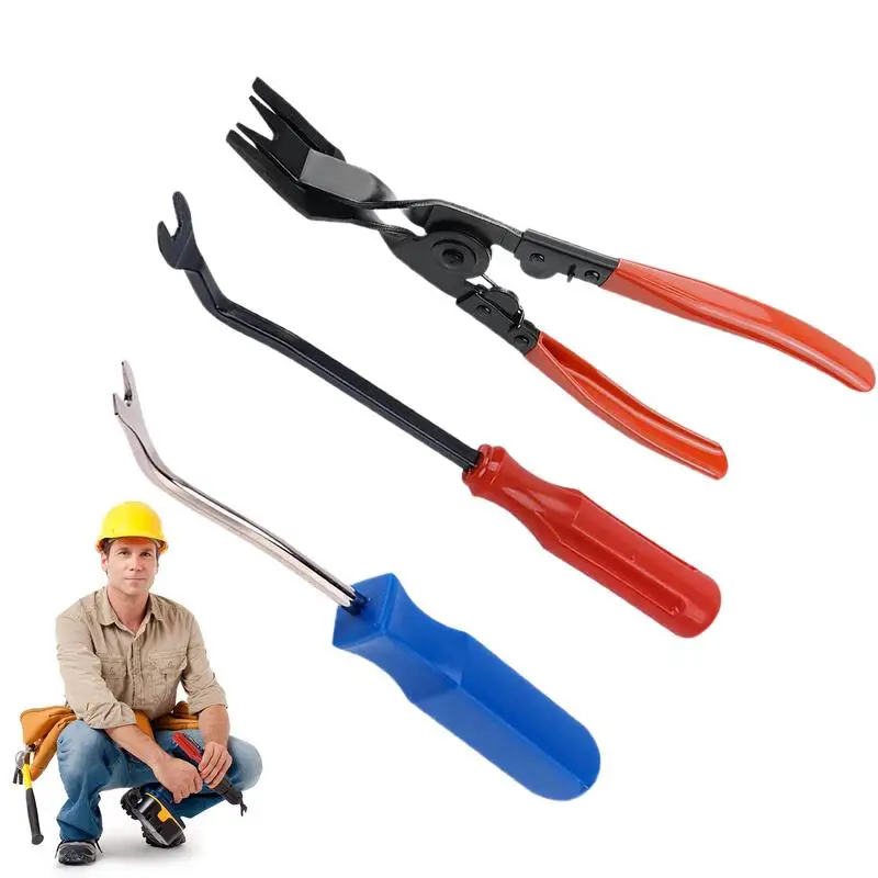 

Automotive Clip Removal Tool 3PCS/Set Car Pry Tool Kit Clip Pliers Set Fastener Removal Tool Auto Trim Removal Tool Kit Panel