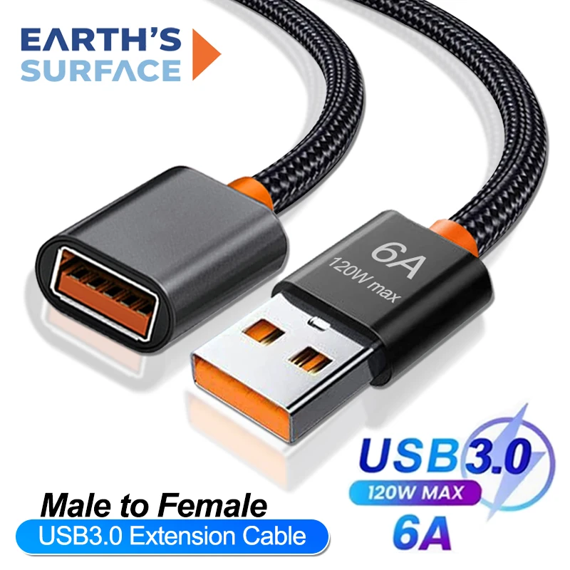 6A 120W USB 3.0 연장 케이블 USB A 남성-여성 연장 케이블 PC 카..