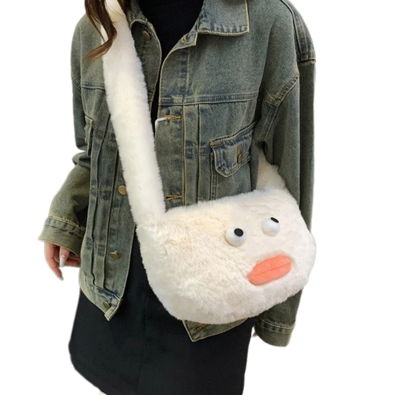 Women Plush Bag Cartoon Shoulder Bag Female Crossbody Bag Faux Furs Handbags