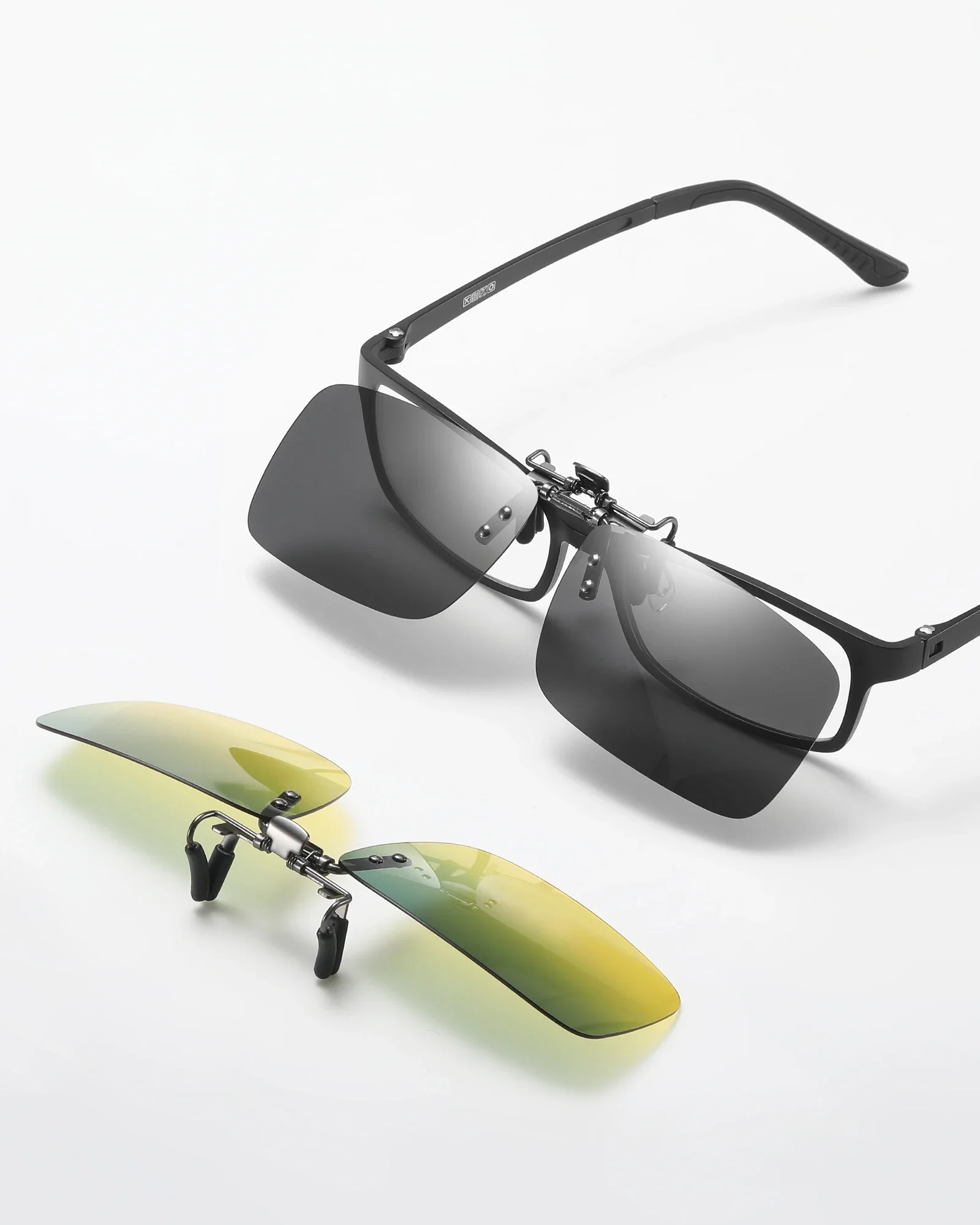 VEITHDIA Polarisierte Angeln Outdoor Clip-on Flip Up Randlose Herren Damen Sonnenbrille für Korrektionsbrillen – TAC-Linse mit UV400