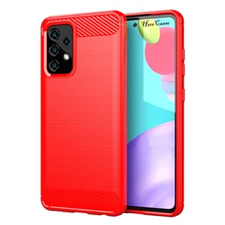 Premium Carbon Fiber TPU Soft Silicone Phone Case Cover for A7 2017 (Red)