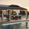 12 x 16ft Hardtop Gazebo, Widen Pole Outdoor Canopy, Aluminium Frame Galvanized Steel Double Roof Waterproof Gazebos 1