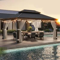 12 x 16ft Hardtop Gazebo, Widen Pole Outdoor Canopy, Aluminium Frame Galvanized Steel Double Roof Waterproof Gazebos 1