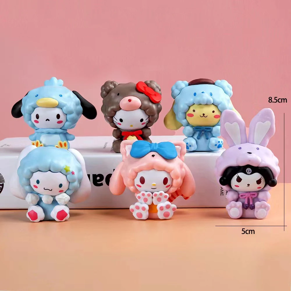 

Hello Kitty 7Cm Kuromi Melody Cinnamoroll Anime Figure Cute Sanrio Decorative Ornament Accessories Cartoon Model Christmas Toys
