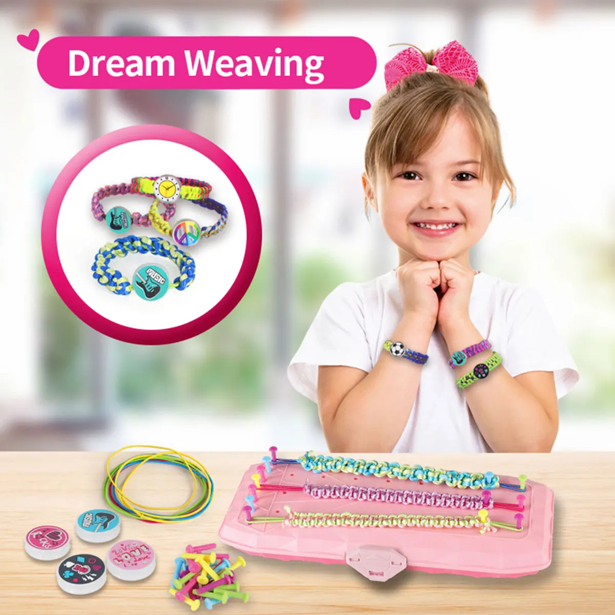 DIY Friendship Bracelet Handmade Toys Making Kit for Over 6 Years Girls Pretend Play Craft Set Makeup Birthday Christmas Gifts