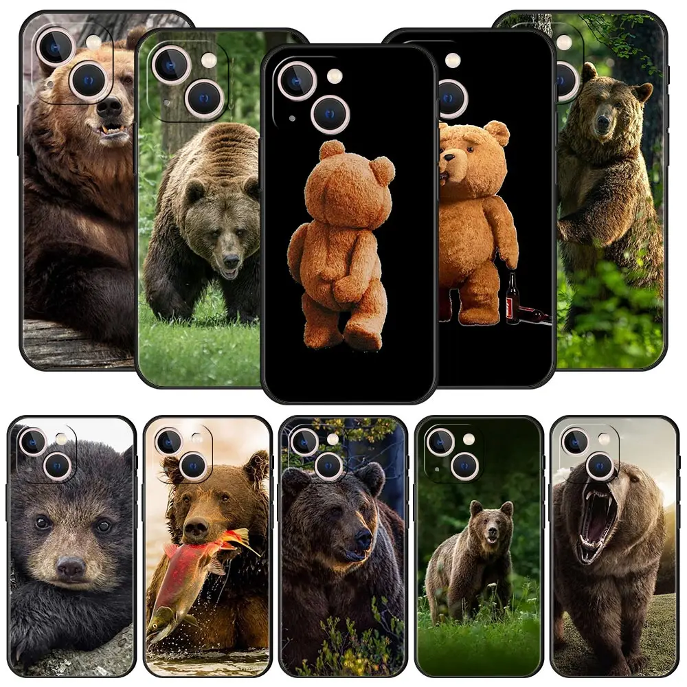 Custodia Per Telefono Di Lusso Per Iphone 11 12 13 15 14 Pro Max X Xr Xs 7 8 Plus Se 2020 Cover In Silicone Funda Funda Funny Just Relax Brown Bear