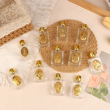 Jesus & Virgin Sculpture Mini Glass Holy Water Bottle 1