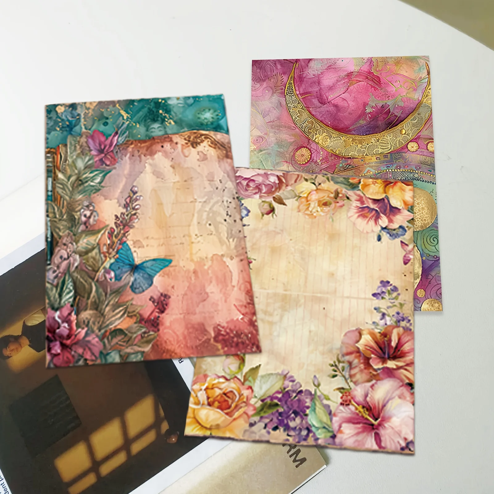 Scrapbook paper craft paper scrapbooking material scrapbook materials diy craft materials scrapbooking paper 8 Sheets Aesthetics Bohemia Scrapbook Papers for Junk Journal Card Making Craft Paper Fancy Flower Scrapbooking Supplies