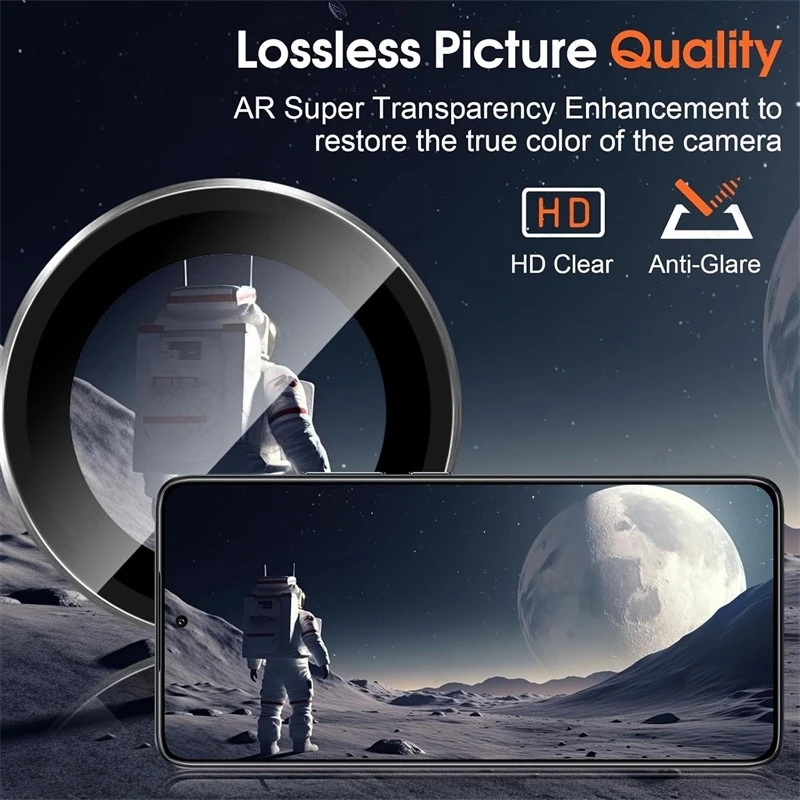 Aluminum Alloy Ring Camera Protectors with 9H Glass Rear Metal Lens Cap