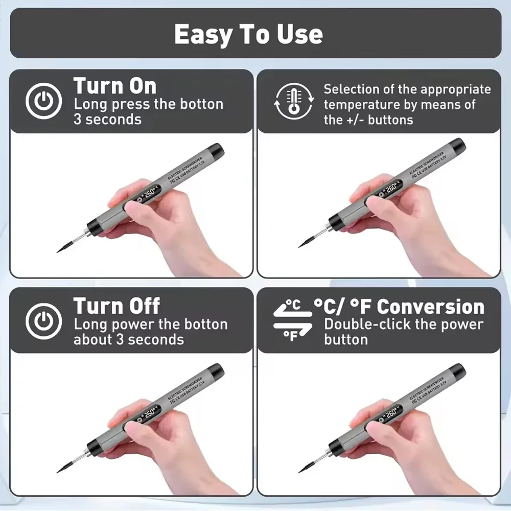 Electric Soldering Iron Soldering Iron Portable Digital Display Adjustable Temp Electric Soldering Iron USB Powered Repair Tool for Electronic Rework