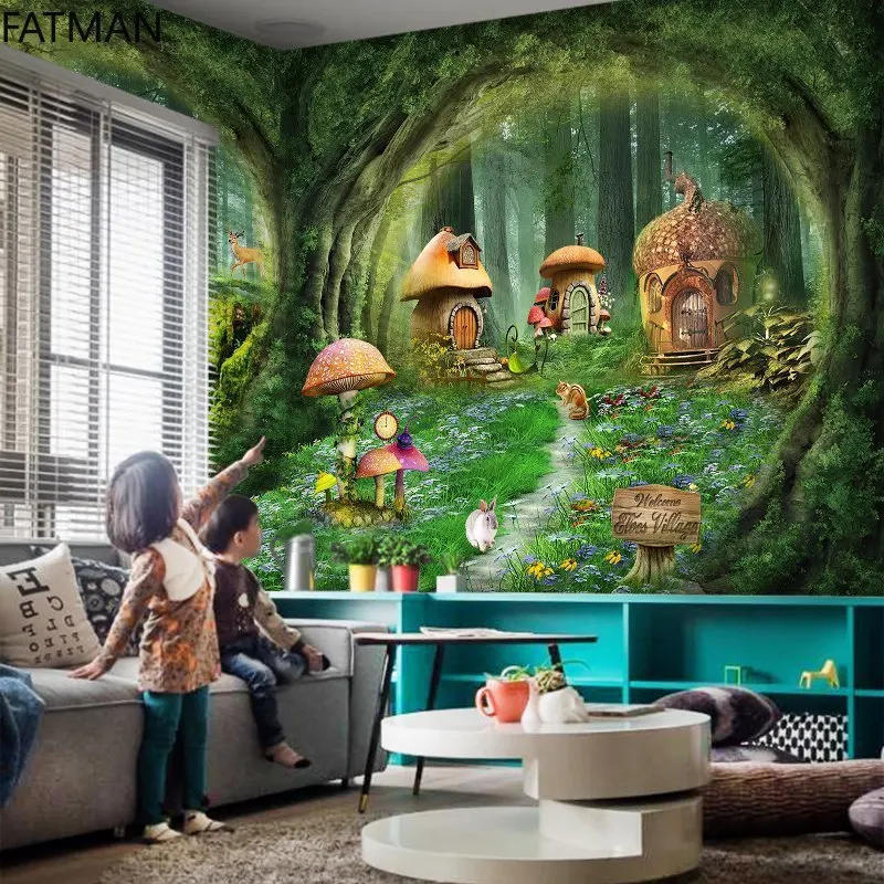 FATMAN Custom Cartoon Animal Forest 3d Wallpaper Children's Room Wall Cloth Early Education
