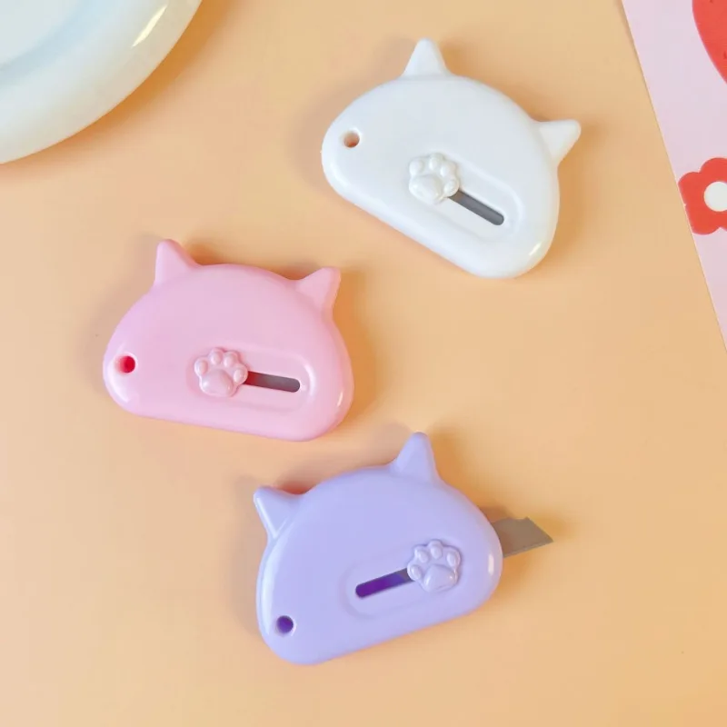 Mini Cartoon Kitten Letter Opener for Kids Kawaii Cat Paw Stationery Paper Cutter Portable Box Cutter Student School Supplies