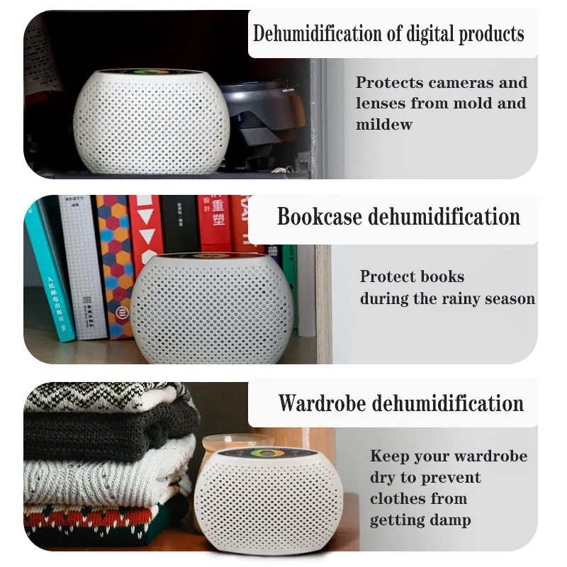مزيل رطوبة صغير محمول قابل لإعادة الشحن، مزيل رطوب...