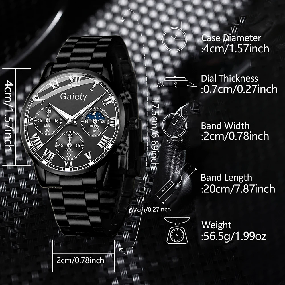 طقم ساعات رجالية مكون من 4 قطع، طقم ساعات كوارتز أ...