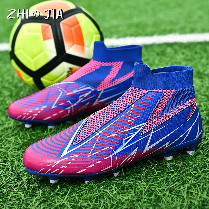 Youth Adult TF Professional Training Football Shoes Leather Knitted Breathable Anti Slip Sneaker Fashion Trendy Footwear 36-45 4