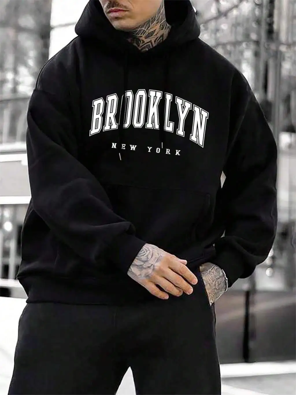 American Style Hoodies Brooklyn New York Printing Men Hoody O-Neck