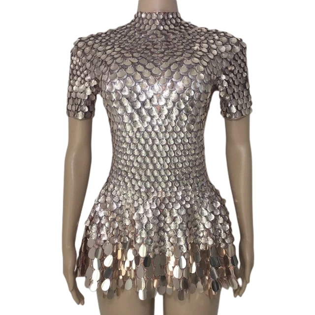 Metallic Short Party Dress Bodysuit 16