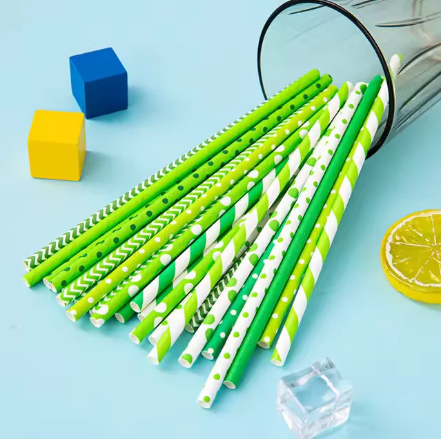Paper Straws 6*197mm 100Pcs Paper Drinking Straws For Wedding Party Restaurant Juice Coffee Cold Drinks Dessert