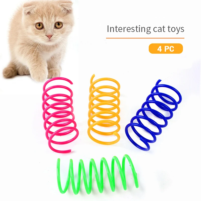 4/8/12 pcs Kitten Cat Toys Wide Durable Heavy Gauge Cat Spring Toy Colorful Springs Cat Pet Toy Coil Spiral Springs Pet Life