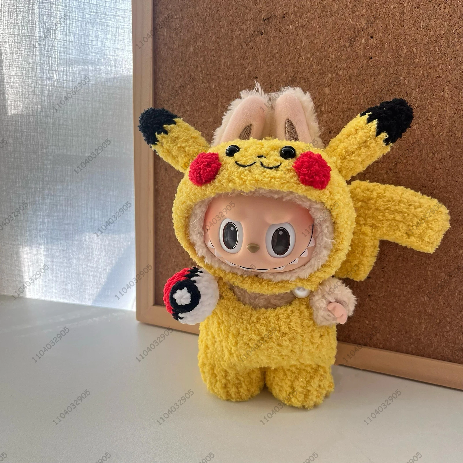Vinyl Doll Labubu The Monsters Pok&eacute;mo Pikachu Costume Clothes 1:1 Original Replica Action Figure Bag Charm Bag Pendant Gift