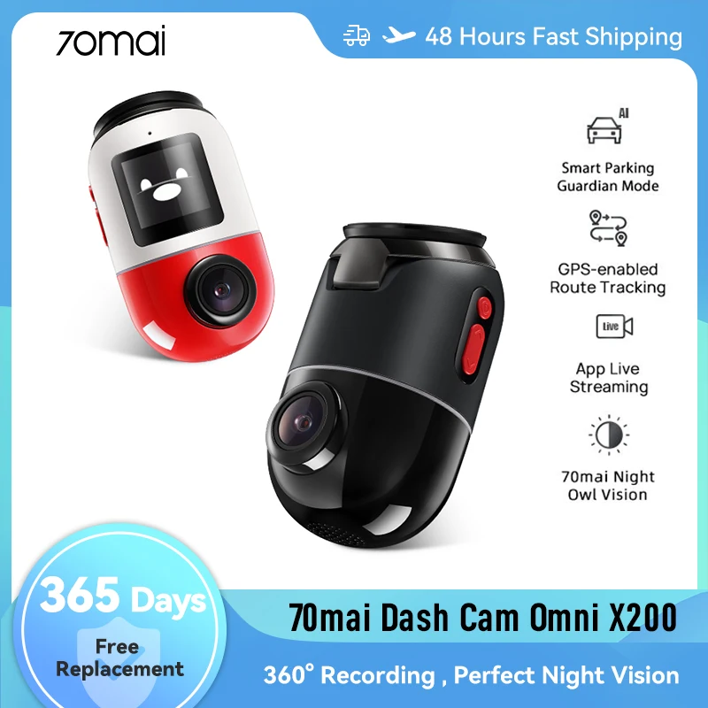 70mai Omni 1080p 360° Dash Cam Video Camera Black 64G