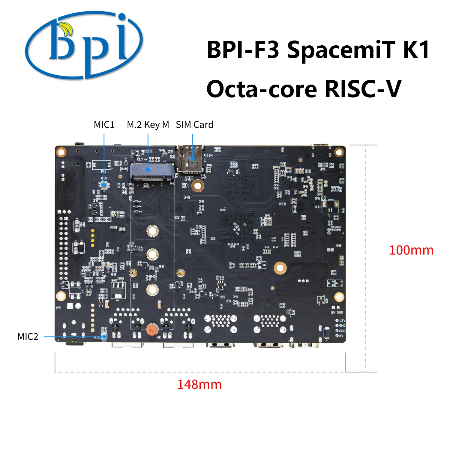 Banana Pi BPI-F3 4G/8G/16G/2GB RAM SpacemiT K1 옥타 코어 CPU RISC-V 산업용 등급 개발 보드