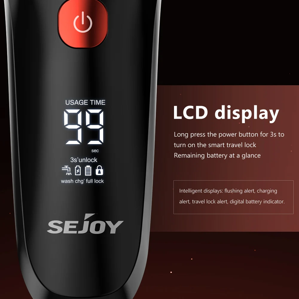 Sejoy Razor Electric Shaver Professional Reciprocating Shaving Machine with Beard Trimmer for Men IPX7 Waterproof FK-608 4