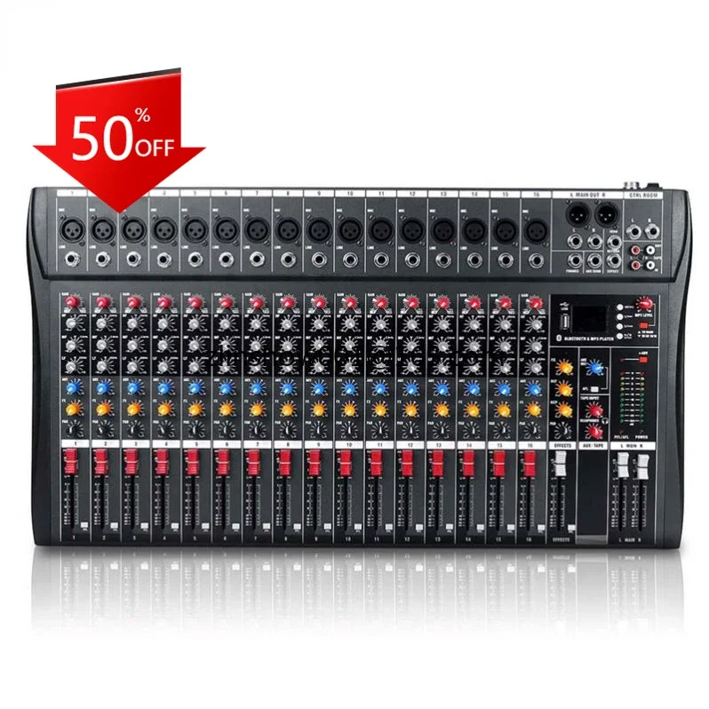 

wholesale 6 8 12 16 Channels Audio Mixer USB DJ Sound Mixing Console 48V Phantom Powers Monitor Amplifier mixer