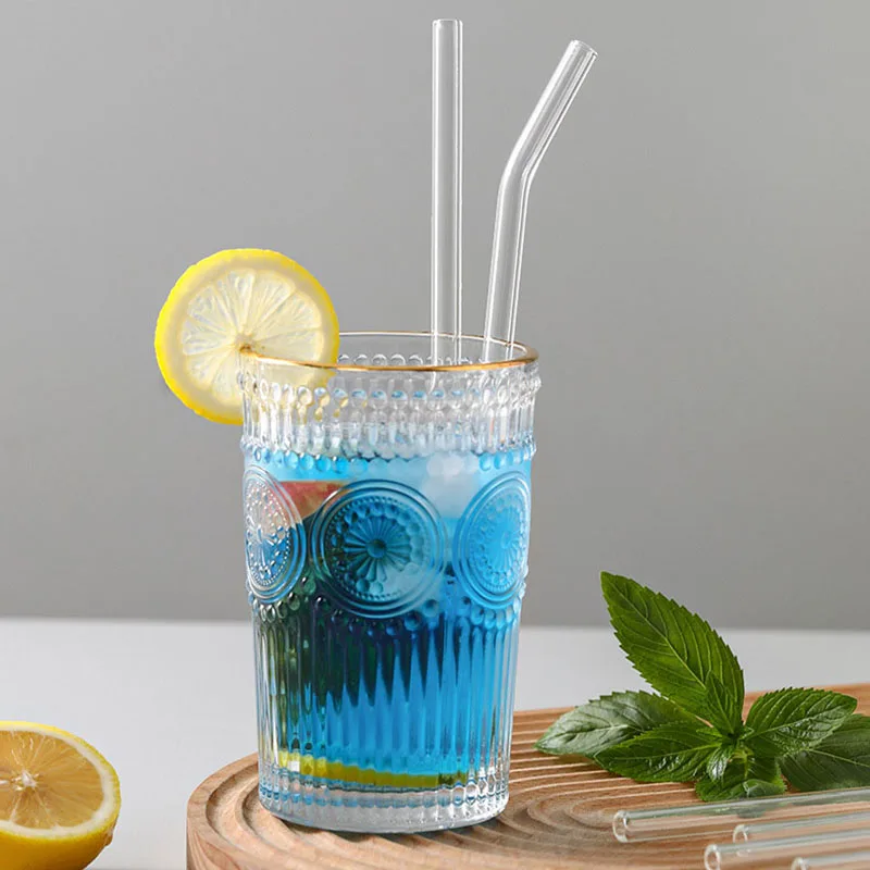 2/3/4pcs Reusable Glass Straws Drinking With Clean Brush High