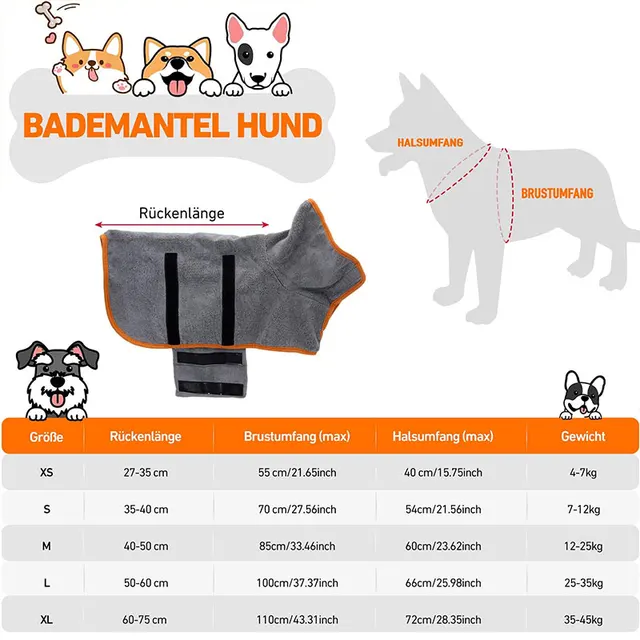 Dog Bathrobe Towel 2 in 1 Adjustable Magic Tape Fast Dry Robe Super Absorbent Pet Wear for Small Medium Sized Dogs After Bathing 5