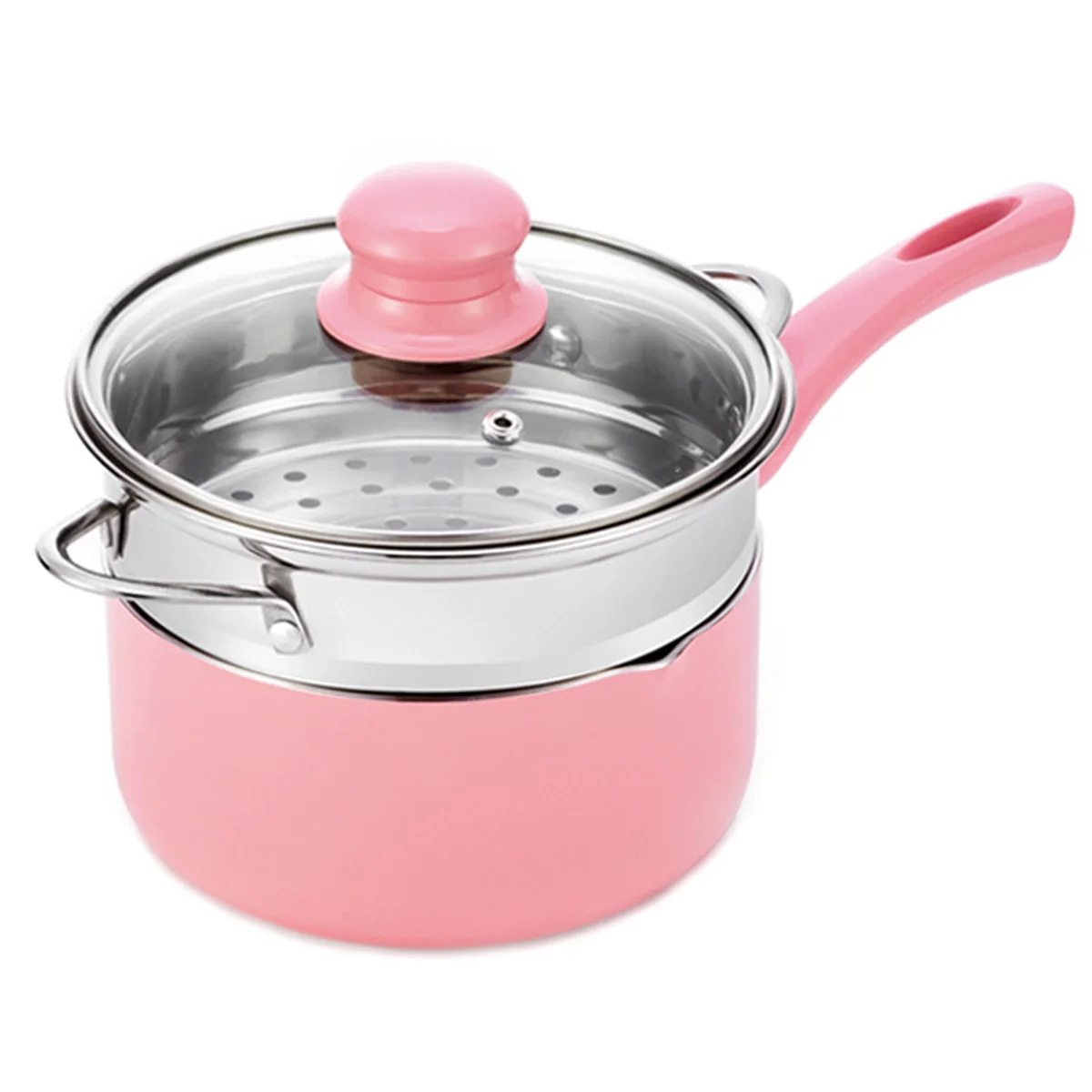 

Saucepan Non-stick Coating Aluminium with Stainless Steel Steamer Insert Milk Pot