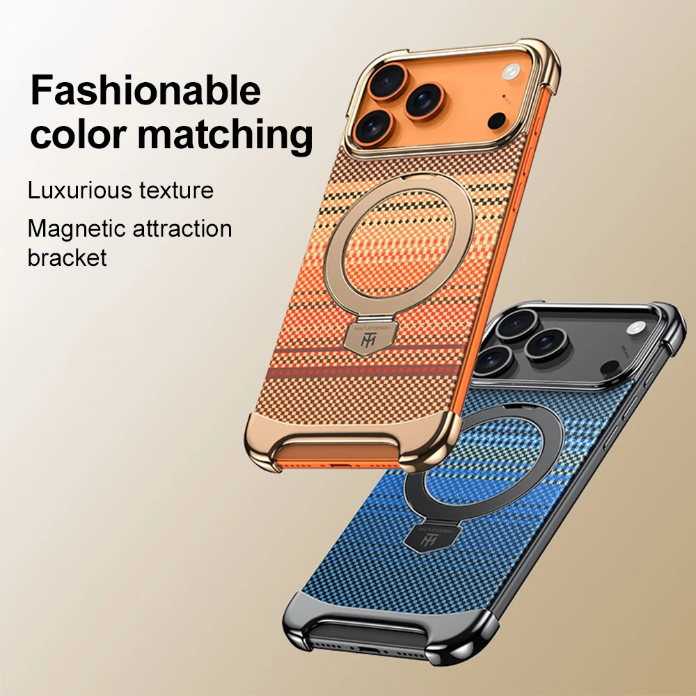 Luxury Shockproof Wireless Charging Stand Phone Case with Corner Protection