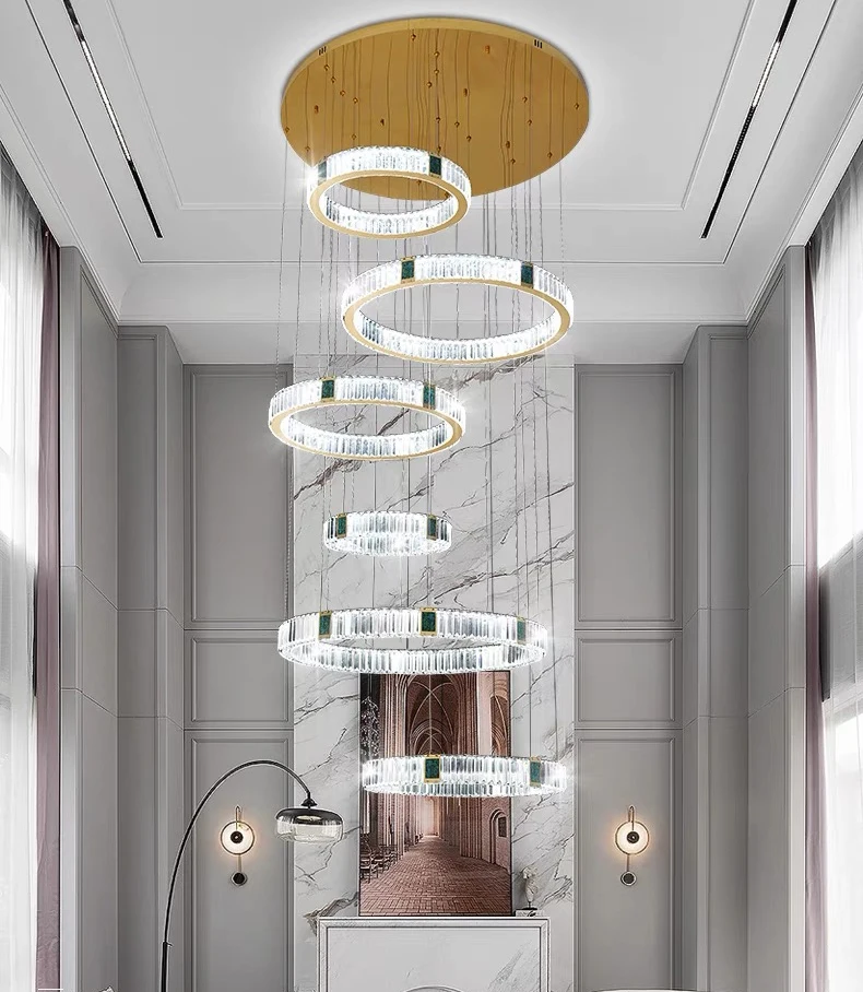 Description Picture 2 of itemModern home decoration crystal chandelier, stair Pendant lamp, living room Pendant lights, interior lighting