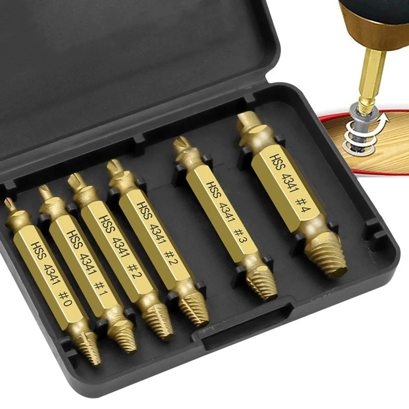 Damaged Screw Extractor Drill Bit 4/5/6 PCS Set Stripped Broken Screw Bolt Remover Extractor Easily Take Out Demolition Tools