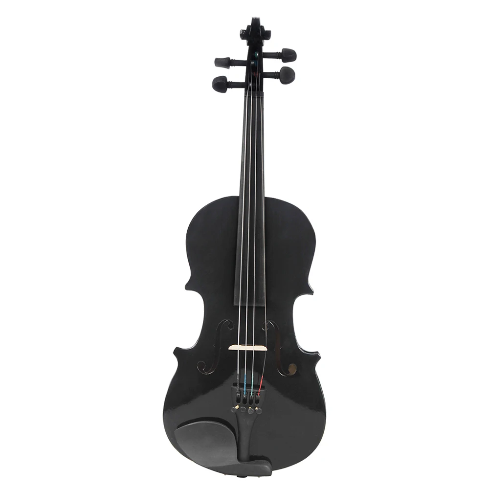 4/4 Full Size Basswood Black Acoustic Violin Fiddle Kits with Case & Bow & Rosin for Violin Beginner Christmas Gift