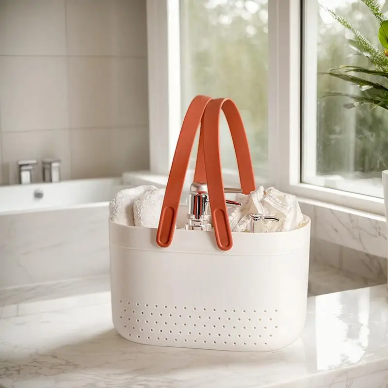 Plastic Wash Basket New Large Capacity Silicone Handheld Sundries Storage Basket Portable Space Saving Bath