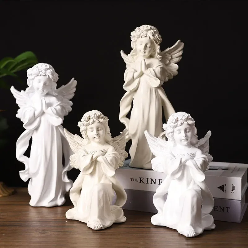 

Nordic Girls Pray for Angel Sculptures, Resin Ornaments, Tabletop Decorations