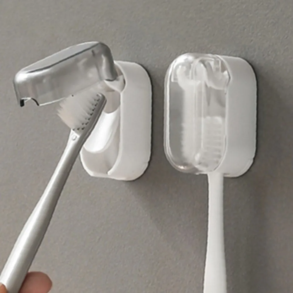 New Tool Convenient Toothbrush Holder Flip-top Pull-out Toothbrush Dustproof Cover Wall Mounted Punch Free Rack