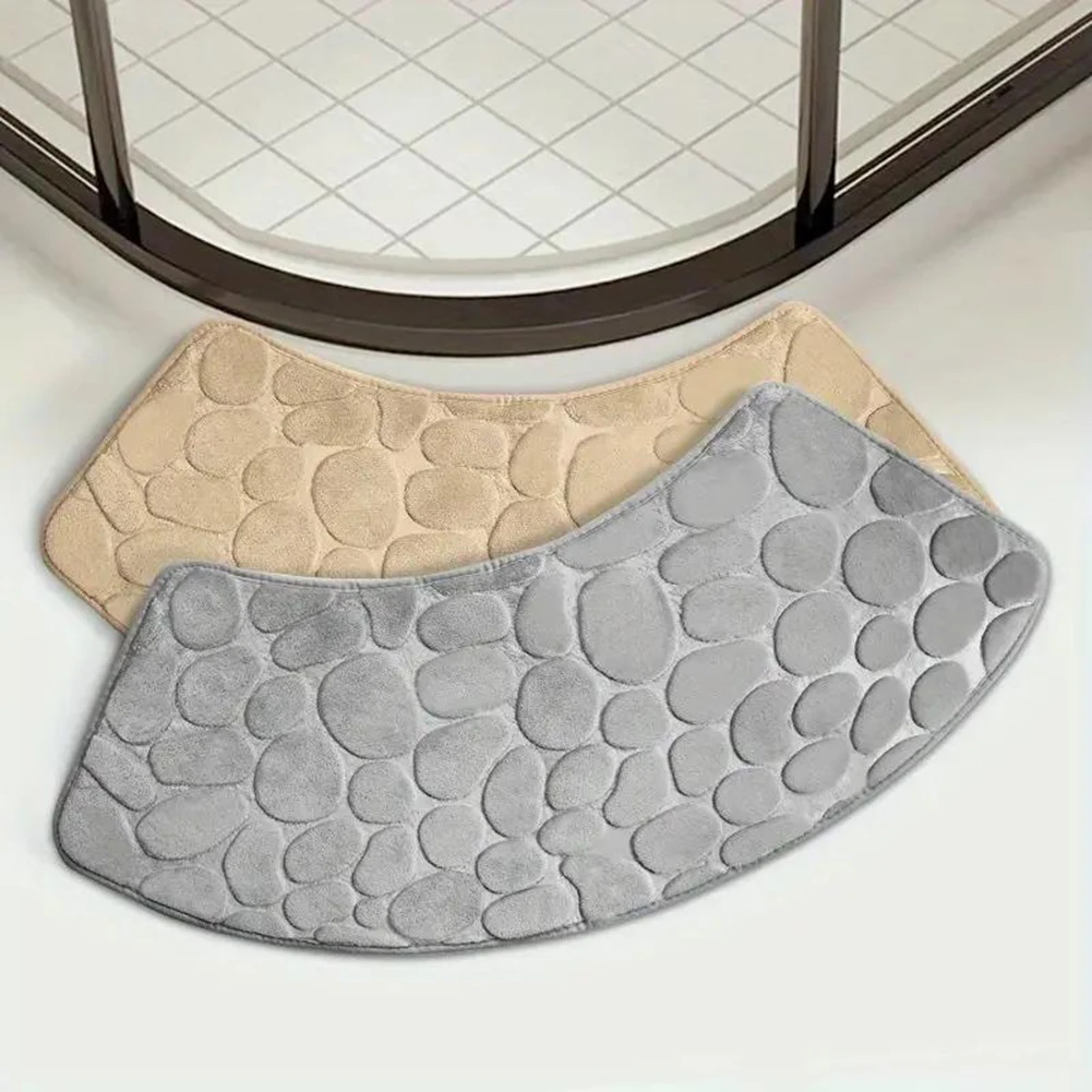 Bathroom Mat Curved Shower Mat Pebble Emboss Carpet Washable Curved Non Slip Bathroom Anti Slip Floor Toilet For Shower floor mat,bathroom mat,absorbent bathroom mat,bathroom floor mat,toilet mat,bath mat,anti slip mat