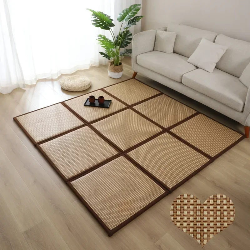 thumbnail image 1 of Estera de ratán plegable para sala de estar, gruesa, para dormir, de ratán, japonesa, para juegos de verano, antideslizante, 1 of 5