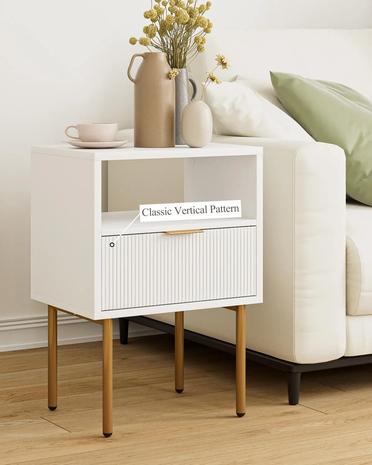 Mid-Century Gold Nightstand 4