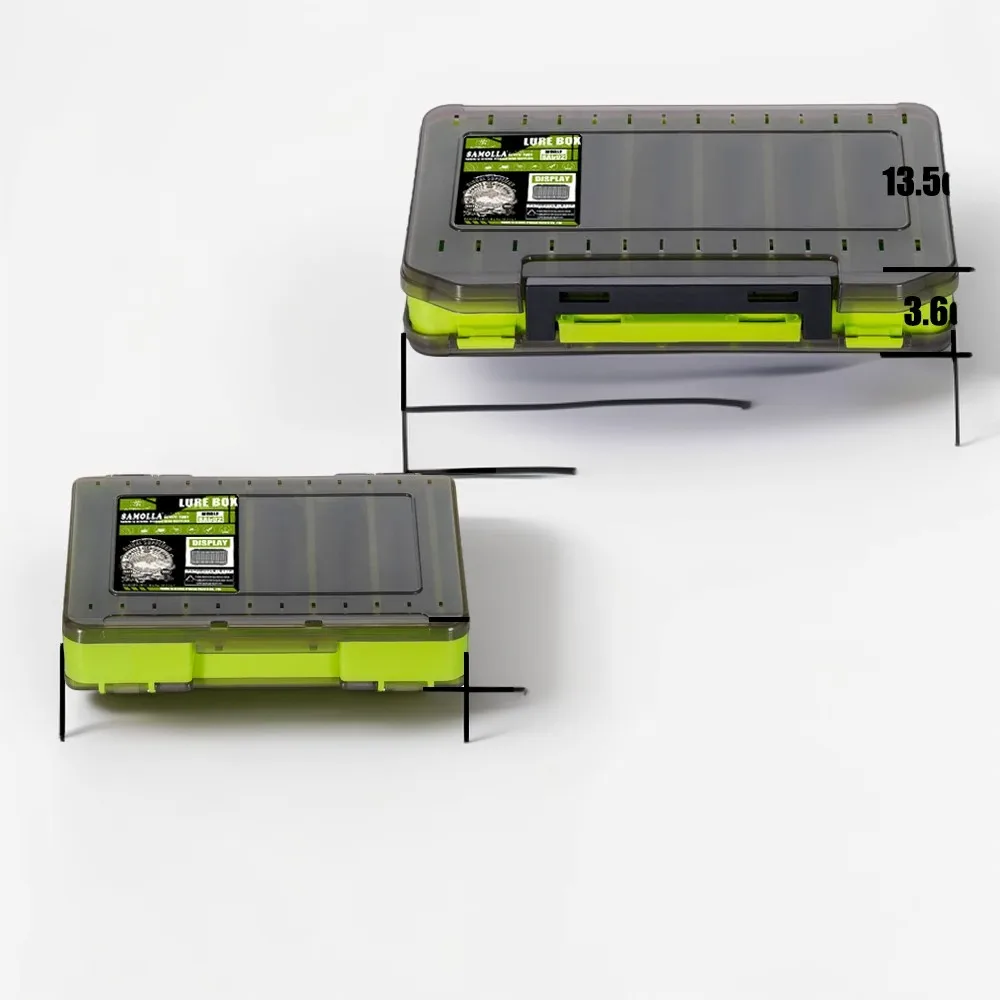 SAMOLLA Double-Sided Compact Tackle Box-Streamline Fishing with Durable, Versatile Organizer for Lures, Hooks, Baits Pliers