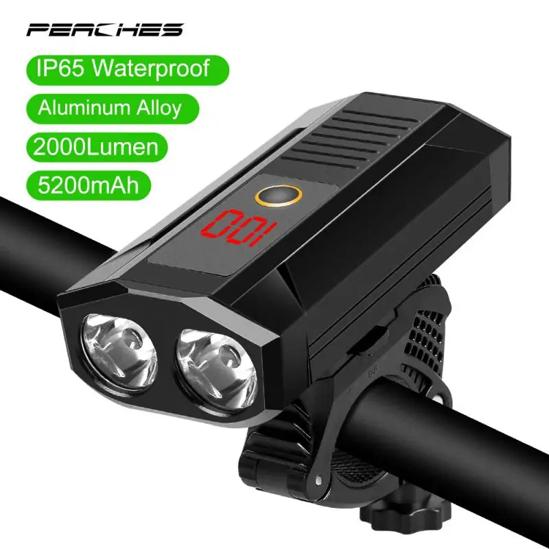 

Headlight 5200mAh As Power Bank USB Chargeable Bike Front Light Waterproof MTB Bike Flashlight Adjustable Lights