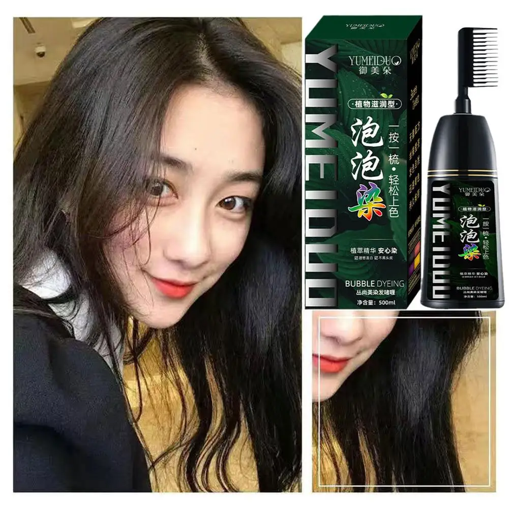 

Hair Dye With Comb, Bubble Plant Hair Dye At Home Gray Amino Coverage, Black Black,chestnut,brown Keratin And Acids, W6S3