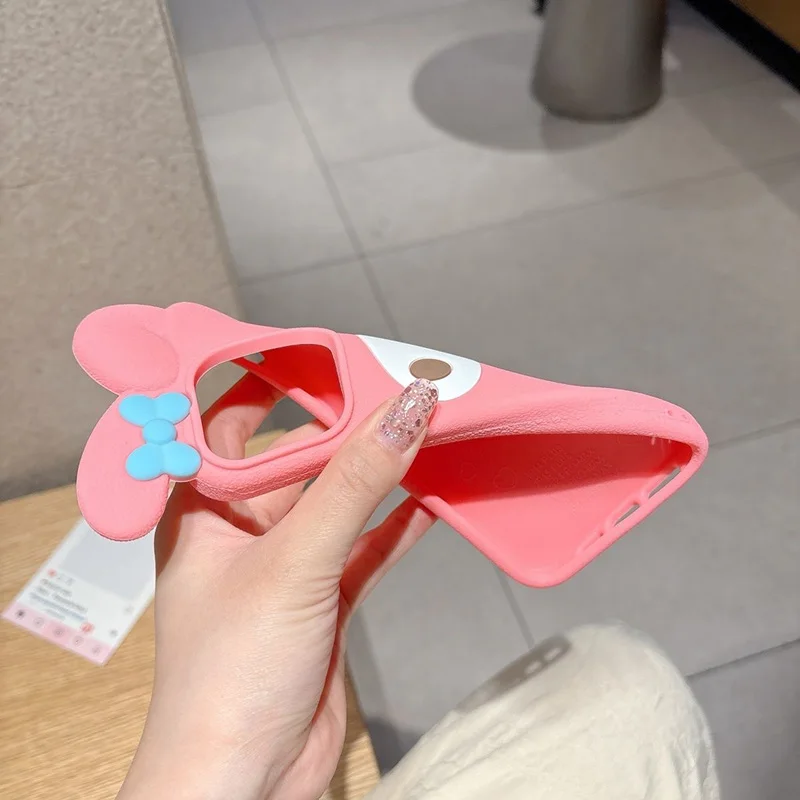 Kawaii 3D Bow My Melody Cartoon Silicone Phone Case - Pink Soft Anime Design
