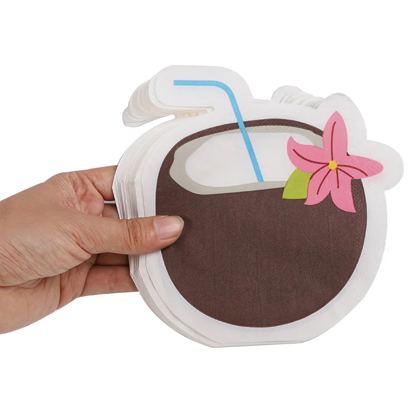 20Pcs Coconut Ice Cream Paper Napkins Hawaiian Party Disposable Tissues Summer Tropical Birthday Decor Beach Wedding Supplies