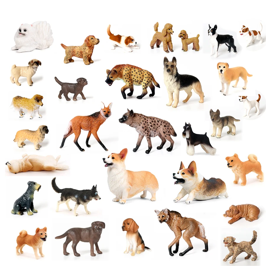 

Realistic Dog Figure Animal Model Labrador Golden Retriever Shiba Inu Schnauzer Poodle Decoration Collection Party Favors Toys