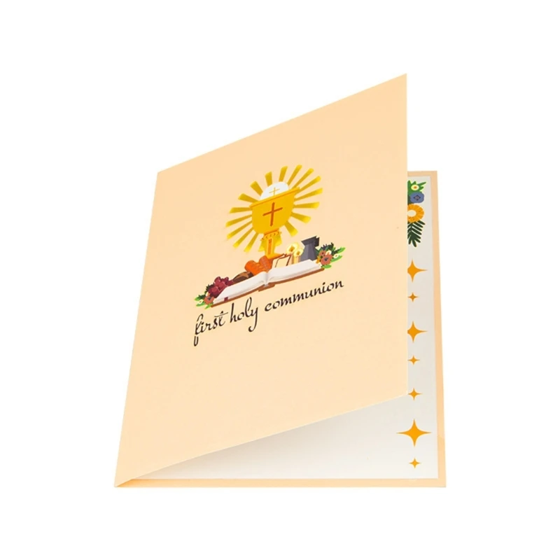 91AD 3D Popup Card for First Holy Communion Festival Postcard with Envelope and Note