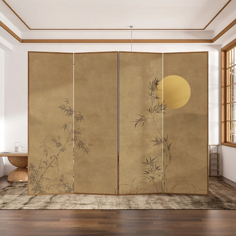 

Customized new Chinese style screen partition, living room, indoor tea room, foldable movable solid wood hotel, sheltered decora