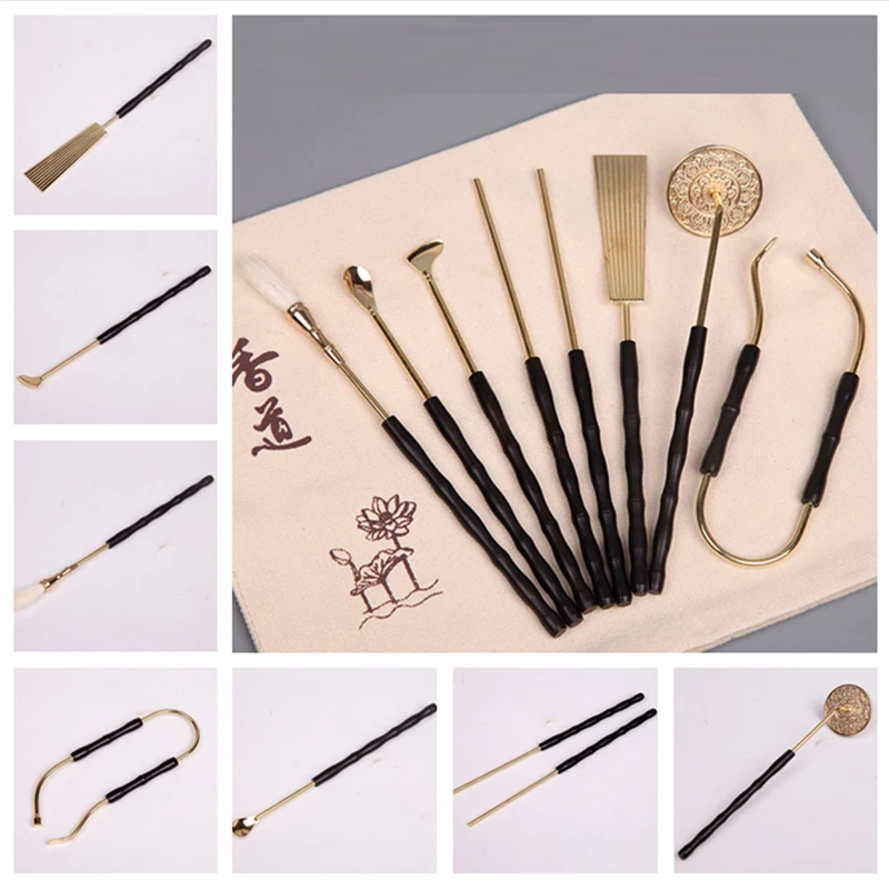 

Набор из 7 предметов, инструмент для благовоний из чистой меди и эбенового дерева, герметичная печать для благовоний, герметичная печать для благовоний, принадлежности для изоляции огня